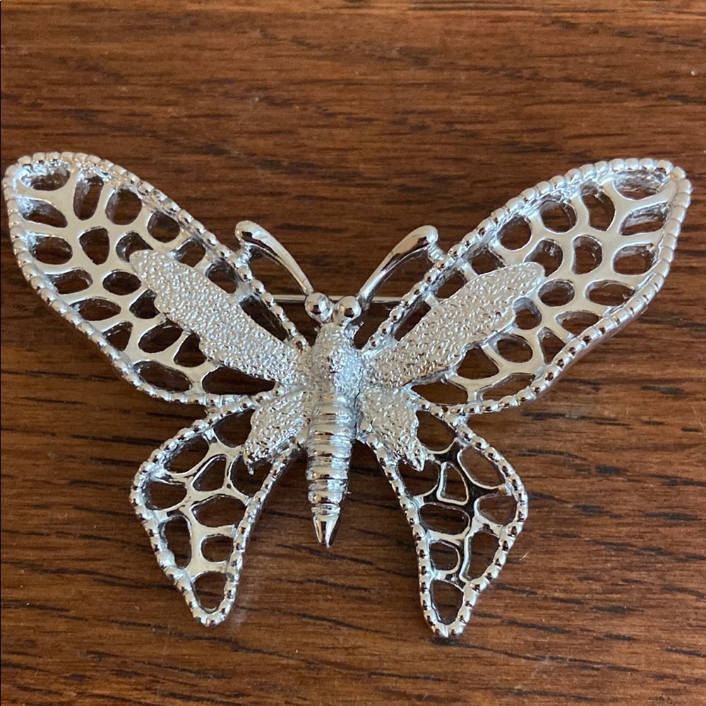 Vintage 60s Sarah Coventry Silver Tone  Butterfly Broach